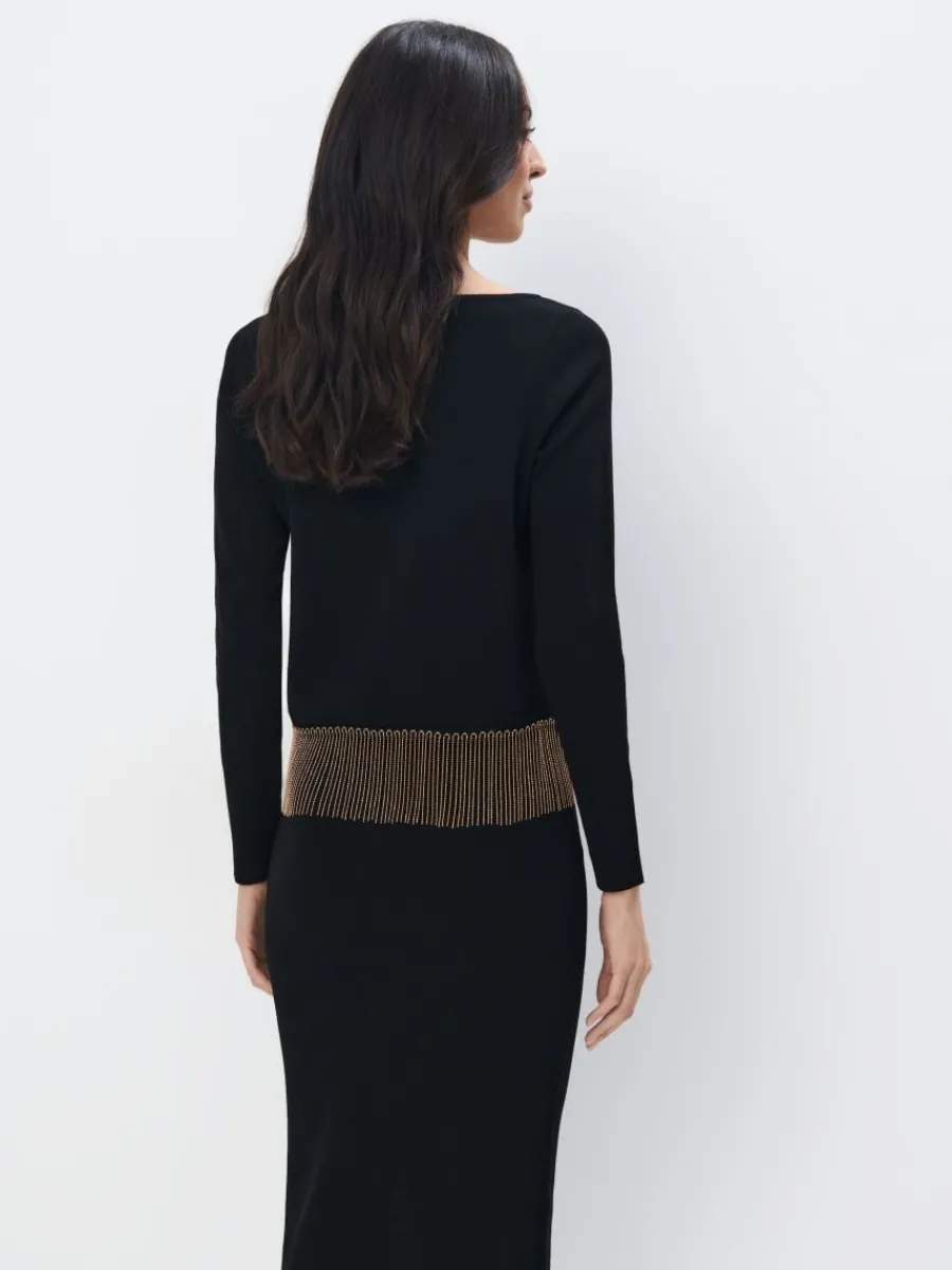MOHITO Sweter z ozdobnymi elementami czarny New