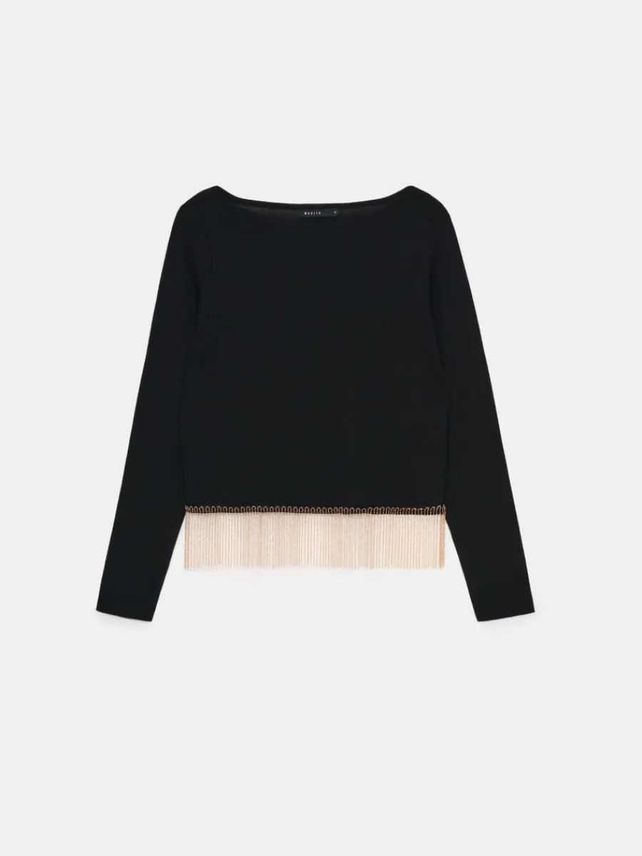 MOHITO Sweter z ozdobnymi elementami czarny New