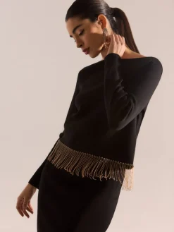 MOHITO Sweter z ozdobnymi elementami czarny New