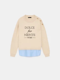 MOHITO Sweter ze wstawką koszulową beu017cowy Sale