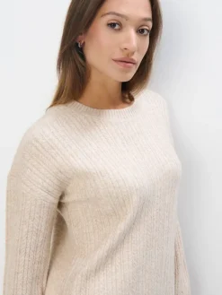 MOHITO Swetrowa beżowa sukienka mini oversize beu017cowy Best