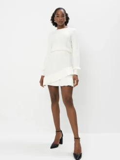 MOHITO Swetrowa spódnica mini kremowy Fashion