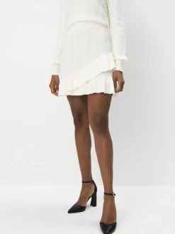 MOHITO Swetrowa spódnica mini kremowy Fashion