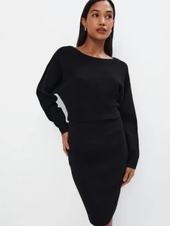 MOHITO Swetrowa sukienka mini czarny New