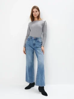 MOHITO sweter z cekinami szary Outlet