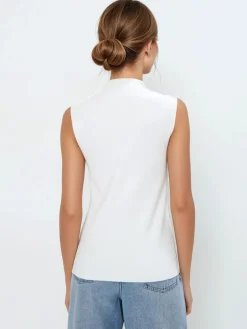 MOHITO Top bez rękawów kremowy Clearance