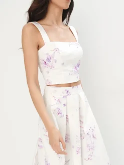 MOHITO Top w kwiaty kremowy Online