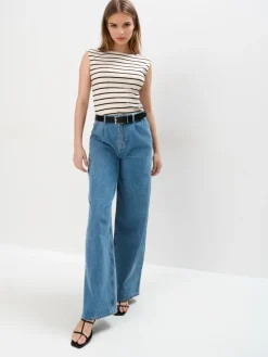 MOHITO Top w paski biau0142y Fashion
