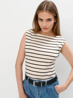 MOHITO Top w paski biau0142y Fashion