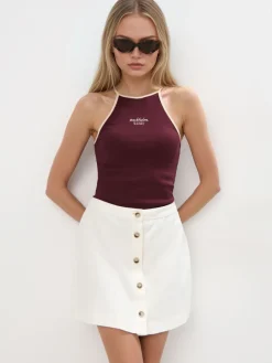 MOHITO Top z dekoltem halter kasztanowy Hot