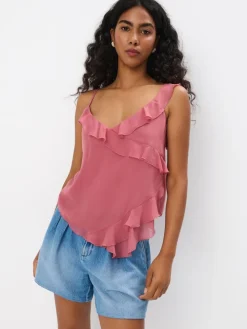 MOHITO Top z falbanami brzoskwiniowy Fashion