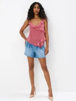 MOHITO Top z falbanami brzoskwiniowy Fashion