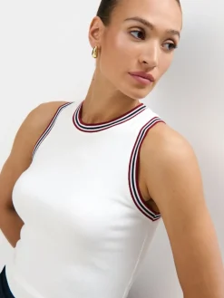 MOHITO Top z kontrastową lamówką kremowy New
