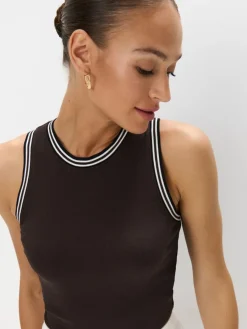MOHITO Top z kontrastową lamówką ciemno bru0105zowy Outlet
