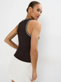 MOHITO Top z kontrastową lamówką ciemno bru0105zowy Outlet