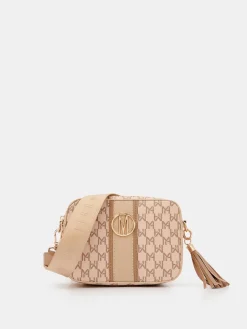 MOHITO Torebka typu crossbody w logo beu017cowy Clearance