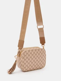 MOHITO Torebka typu crossbody w logo beu017cowy Clearance