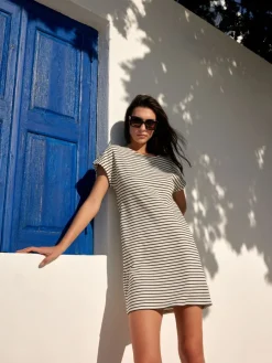 MOHITO Trapezowa sukienka mini kremowy Clearance