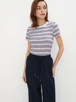 MOHITO T-shirt w paski granatowy Hot