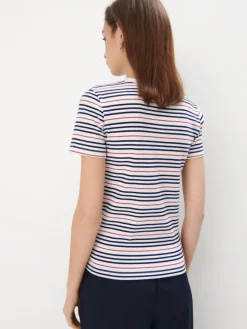 MOHITO T-shirt w paski granatowy Hot