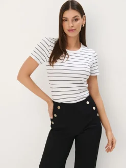 MOHITO T-shirt w paski biau0142y New