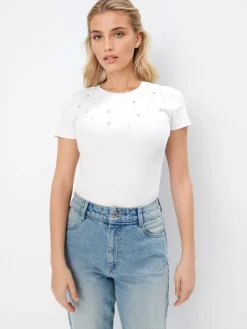MOHITO T-shirt z bawełną biau0142y Hot