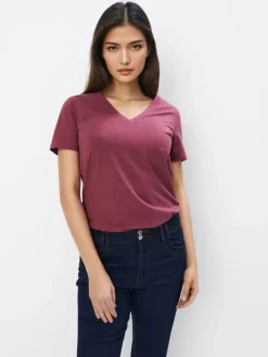 MOHITO T-shirt z bawełną i wiskozą jasnofioletowy New