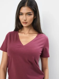 MOHITO T-shirt z bawełną i wiskozą jasnofioletowy New