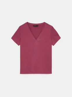 MOHITO T-shirt z bawełną i wiskozą jasnofioletowy New