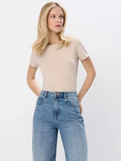 MOHITO T-shirt z bawełny beu017cowy Best
