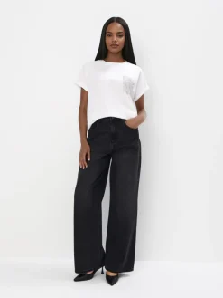 MOHITO T-shirt z cekinową kieszenią biau0142y Clearance