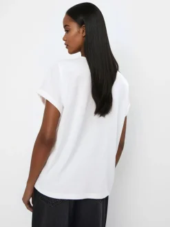 MOHITO T-shirt z cekinową kieszenią biau0142y Clearance