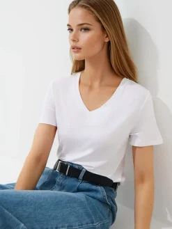 MOHITO T-shirt z dekoltem V biau0142y Discount