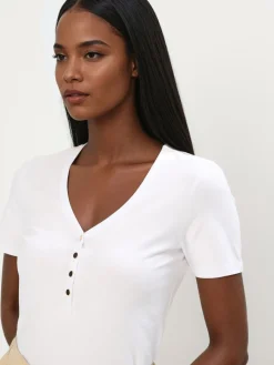 MOHITO T-shirt z dekoltem V biau0142y Online