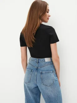 MOHITO T-shirt z dekoltem V czarny Discount