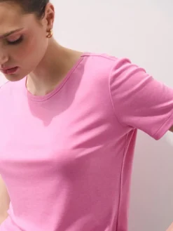 MOHITO T-shirt z dodatkiem jedwabiu pastelowy ru00f3u017cowy Best