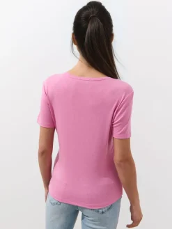 MOHITO T-shirt z dodatkiem jedwabiu pastelowy ru00f3u017cowy Hot