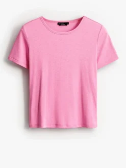MOHITO T-shirt z dodatkiem jedwabiu pastelowy ru00f3u017cowy Hot