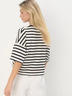 MOHITO T-shirt z grubej bawełny kremowy Fashion