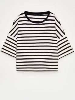 MOHITO T-shirt z grubej bawełny kremowy Fashion