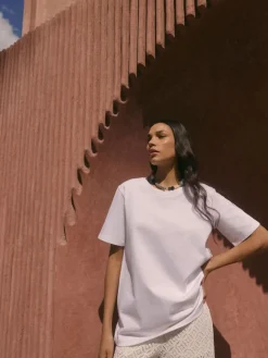 MOHITO T-shirt z grubej bawełny kremowy Sale