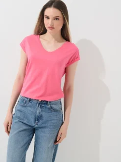 MOHITO T-shirt z krótkim rękawem mocny ru00f3u017cowy Hot