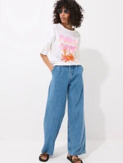 MOHITO T-shirt z letnim nadrukiem kremowy Clearance