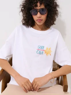 MOHITO T-shirt z letnim nadrukiem biau0142y New
