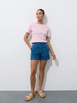 MOHITO T-shirt z merceryzowanej bawełny pastelowy ru00f3u017cowy Outlet