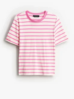 MOHITO T-shirt z merceryzowanej bawełny pastelowy ru00f3u017cowy Discount