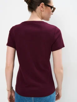 MOHITO T-shirt z merceryzowanej bawełny kasztanowy Outlet