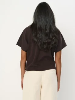 MOHITO T-shirt z merceryzowanej bawełny ciemno bru0105zowy Outlet