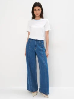 MOHITO T-shirt z merceryzowanej bawełny biau0142y Discount