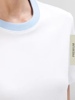 MOHITO T-shirt z merceryzowanej bawełny biau0142y Discount